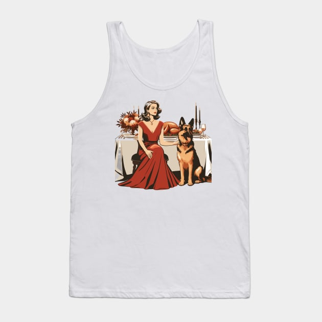 Lady And German Shepherd Thanksgiving Tank Top by Graceful Designs